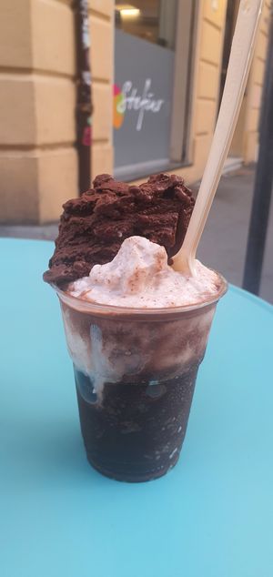 At the bottom granite chocolate and almond at Gelateria Stefino in Bologna