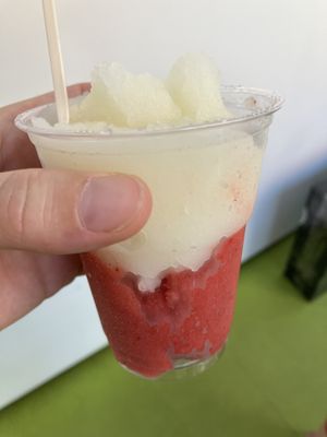 Granita with lemon-ginger and strawberry    at Gelateria Stefino in Bologna