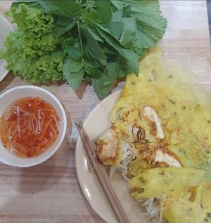 banh xeo (pancake with tofu) at Pippala Vegan in Ho Chi Minh City