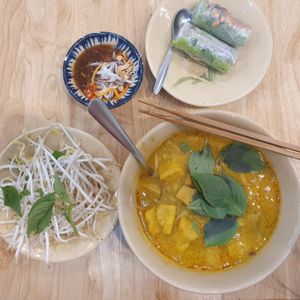 Cari (curry with noodles, rice or bread) only available on Mondays at Pippala Vegan in Ho Chi Minh City