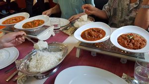 Vegan eggplant bharta at the far right at Indian Palace in Goeppingen