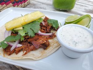 Jackfruit taco at Lido Beach Club  in Playa Del Carmen