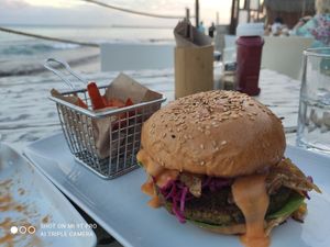Lentilburger😋 at Lido Beach Club  in Playa Del Carmen