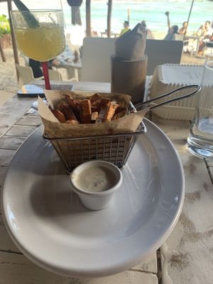 Fried sweet potatoes  at Lido Beach Club  in Playa Del Carmen