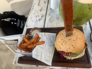 Burger  #Veganuary at Lido Beach Club  in Playa Del Carmen
