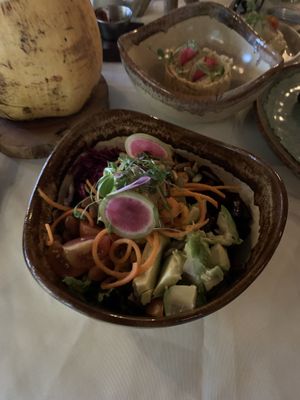 Salad (sorry for the quality it was raining that day)  #Veganuary at Lido Beach Club  in Playa Del Carmen
