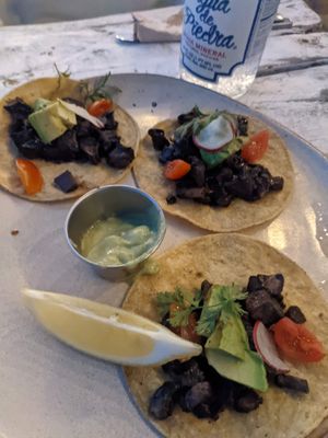 Mushroom taco at Lido Beach Club  in Playa Del Carmen