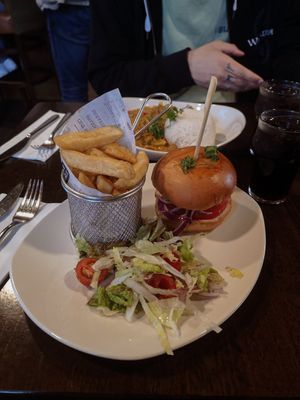 Burger and chips at The Amethyst Bar in Keel