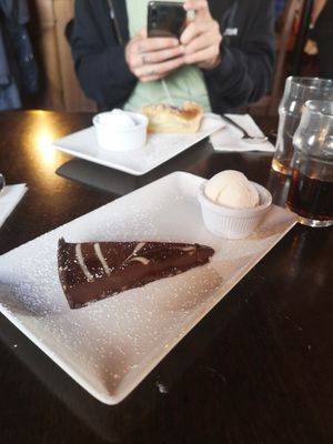 Chocolate cake with ice cream at The Amethyst Bar in Keel
