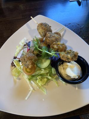 sweet potato falafel kebab at The Amethyst Bar in Keel
