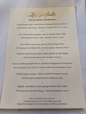 Menu  at Galvin La Chapelle in East London