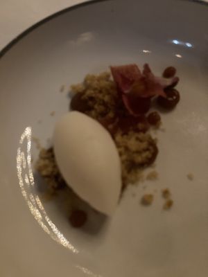 Crumble with sorbet  at Galvin La Chapelle in East London