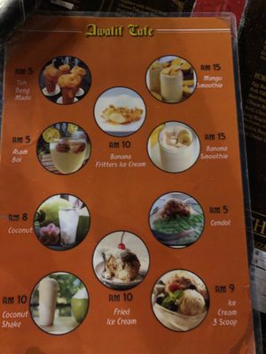 Some of the drinks and desserts  at  Awatif Cafe in Perhentian Islands