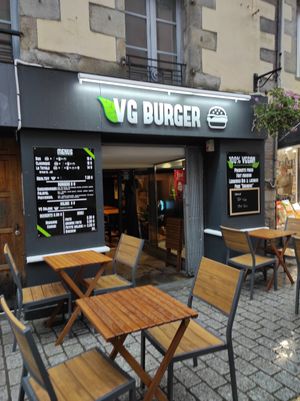 Outside at VG Burger in Quimper