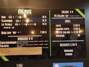 Menus at VG Burger in Quimper