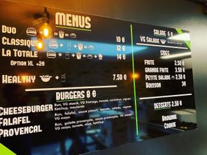 Menu at VG Burger in Quimper