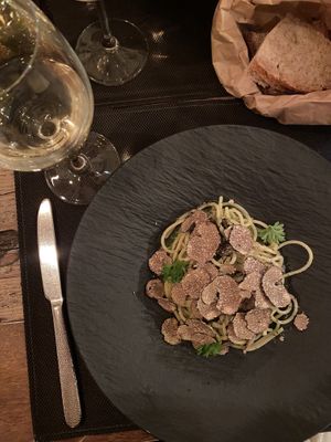 vegan truffle pasta  at Kasai in Praiano