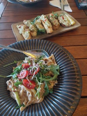 Spelt Pasta & Guacamole Bruschetta's at The Corner in Sofia