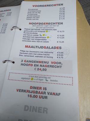 Vegan optie op menu staat duidelijk aangegeven at De Brugkabouter in Eerbeek