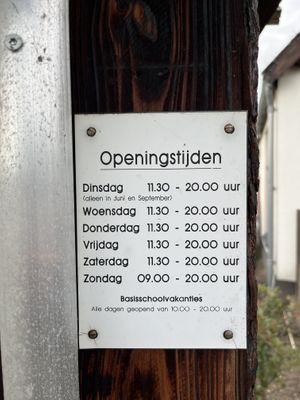 Opening times  at De Brugkabouter in Eerbeek