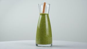 Healing juice
(apple, chard, orange, ginger) at Surya Soul Temple Cafe in Pula