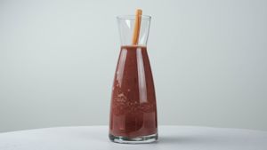 Cacao ceremony smoothie
(banana, cacao, coconut milk, dates) at Surya Soul Temple Cafe in Pula