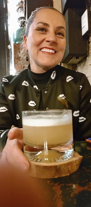 Beer and Claudia at Casa Bruja in Montevideo