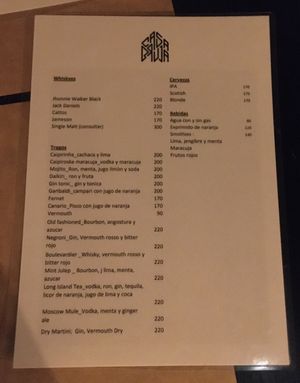 Bebidas  at Casa Bruja in Montevideo