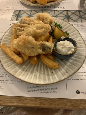 Vegan Fish & Chips at The Lighthouse   in Milford On Sea