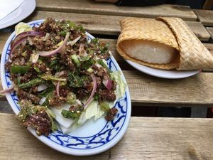 Impossible larb at Glur in New York City