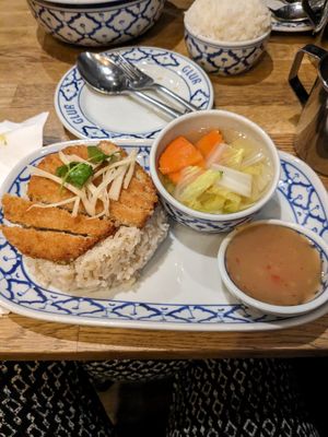 Vegan khao mun gai tod at Glur in New York City