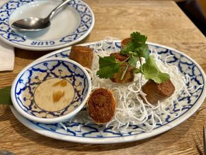 Vegan crab cakes  at Glur in New York City