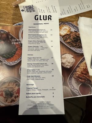 Glur seasonal menu March 2025  at Glur in New York City