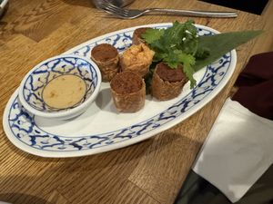 Vegan crab spring rolls   at Glur in New York City