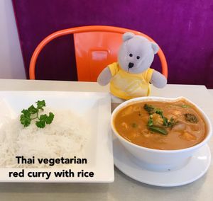 Thai red curry with rice  at Cafe Salivation in Central Singapore