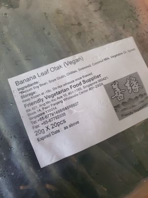 Vegan otah ingredients ~ ~Circuit Breaker Period Phrase 2 at Friendly Vegetarian Food Supplier 善缘 - AMK in Northeast Singapore