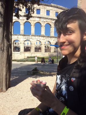 Ice cream next to the roman amphitheatre in Pula at Pomaj in Pula