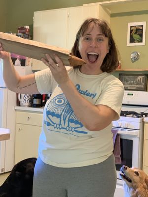 Baguette magic - Luna approves at Muddy Fork Farm & Bakery in Bloomington