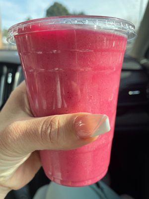 Fuzzy Dragon: Dragonfruit and Peach blended with Fresh Orange Juice, Coconut Milk, Vanilla, Ice & Agave (or you could get Turbinado, Honey). at Coco Loco in Denver