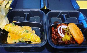 Elote & chopped veef  at Houston Sauce Pit in Houston