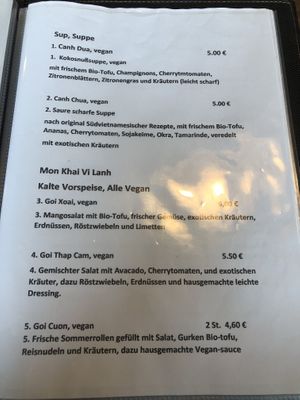 Karte  at Viet Veggie in Cologne