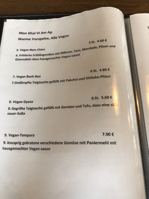 Karte at Viet Veggie in Cologne