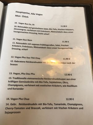 Karte  at Viet Veggie in Cologne