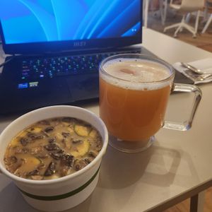 Apple Parsely ginger cayenne lemon agave hot drink!!! Paired nicely with the miso soup! at HeartBeet Organic Superfoods Cafe - West Seattle in Seattle