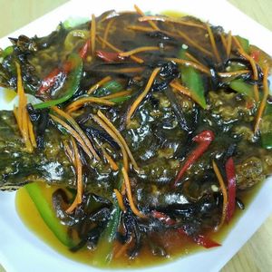 Mock fish with oyster sauce at Yuan Xiang Vegetarian Food 圆香素食馆 - Changi in Central Singapore