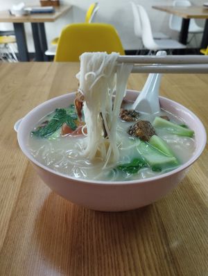 Vegetarian Fish Soup Noodle with rice or noodles option  at Yuan Xiang Vegetarian Food 圆香素食馆 - Changi in Central Singapore
