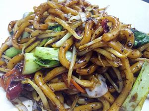 black pepper udon  at Yuan Xiang Vegetarian Food 圆香素食馆 - Changi in Central Singapore