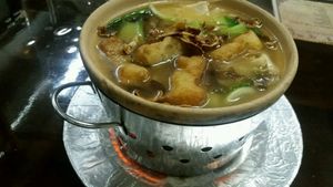 Teochew claypot (mock) fish porridge  at Yuan Xiang Vegetarian Food 圆香素食馆 - Changi in Central Singapore