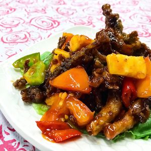 Fried sweet and sour abalone mushrooms at Yuan Xiang Vegetarian Food 圆香素食馆 - Changi in Central Singapore