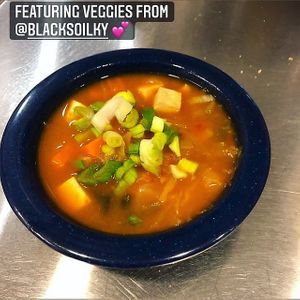 Kimchi inspired soup special (vegan) at girlsgirlsgirls Burritos in Lexington